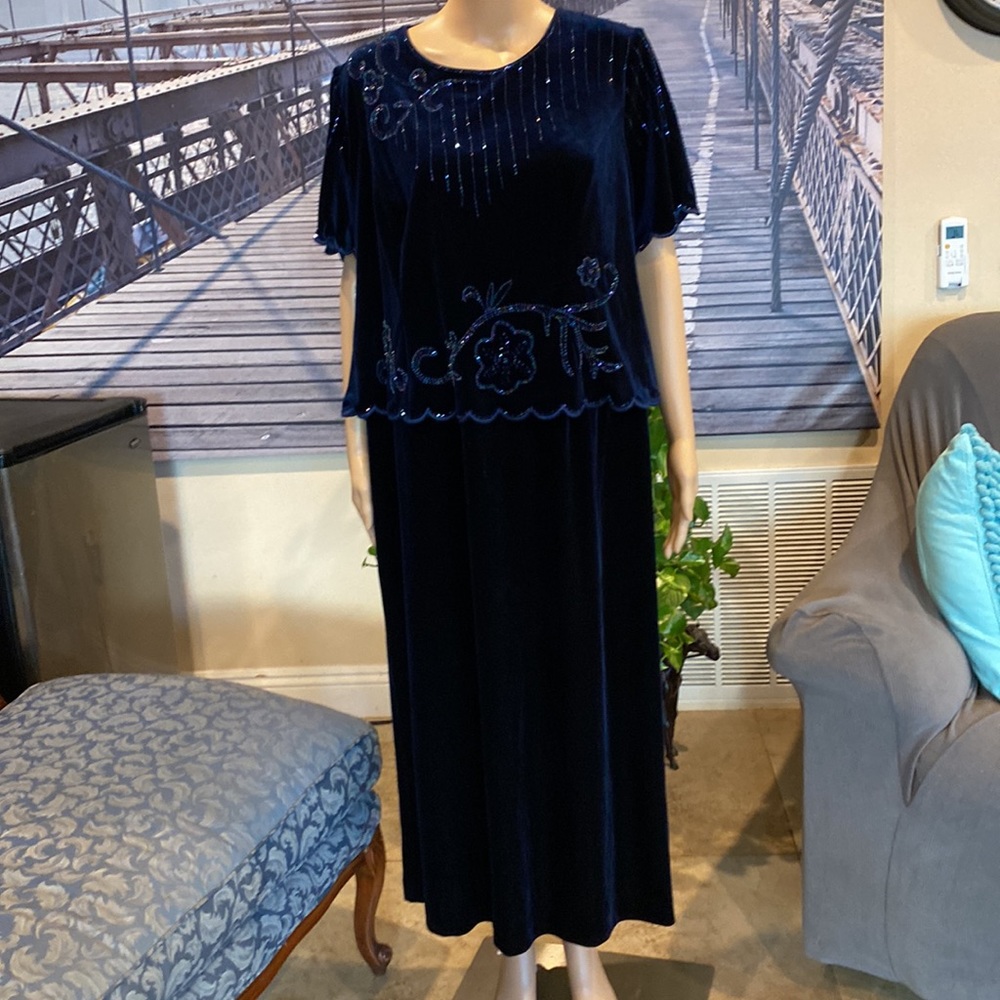 R&M Richard Very Elegant sparkle  Velvet Evening MIDI   Dress size 18W - Picture 2 of 16